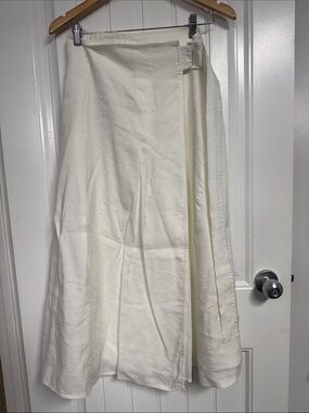 Wilfred Cream Wrap A-Line Midi Skirt